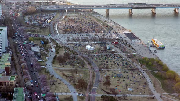Aerial View of Seoul Cherry Blossom Korea Festival
