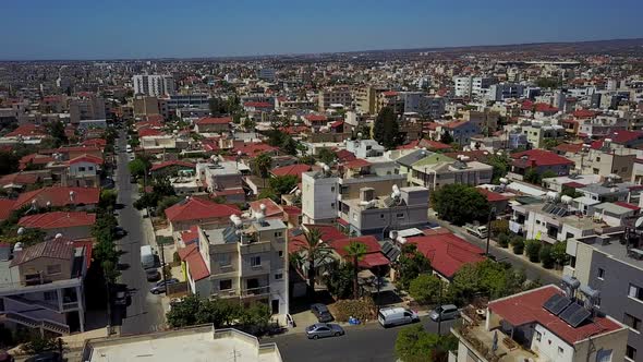 fly over Aerial view of Limassol city in Cyprus