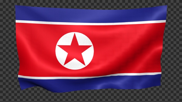 Korea North Flag Waving Looped