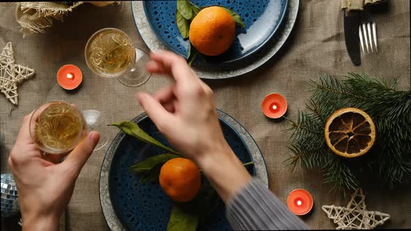 Festive Dinner Preparation Christmas Table Setting