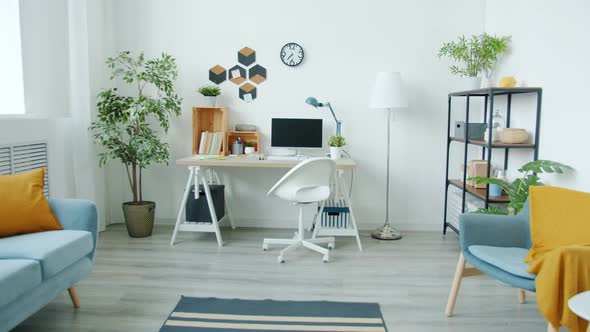 Zoomout of Stylish Home Office with Modern Design and Comfortable Workplace