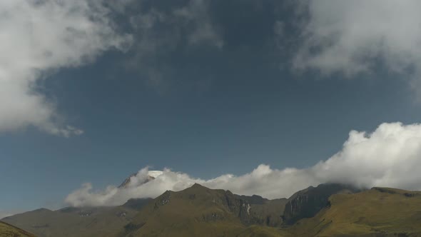 Time lapse of clouds over rugged mountains in Colombia