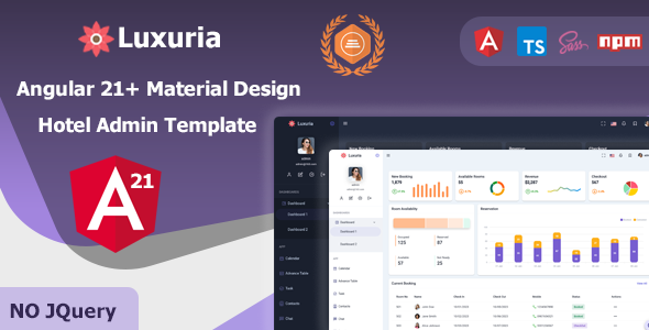 Luxuria- Angular 21+ Hotel Admin Material Design Dashboard Template