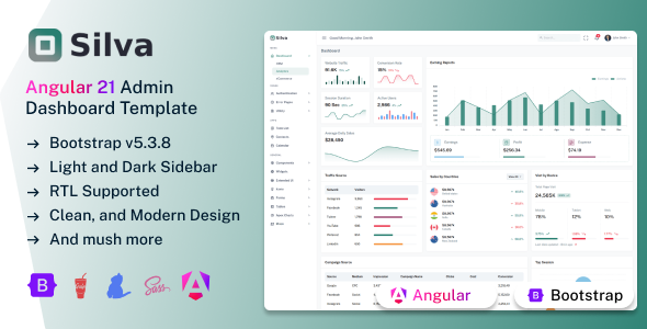 Silva - Angular 21 Admin Dashboard Template