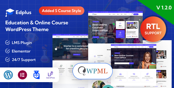 Edplus - Education & Online Course WordPress Theme + RTL