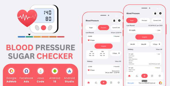 Blood Pressure Sugar Checker with AdMob Ads Android