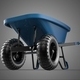 Heavy Duty Twin Wheel Hand Cart Wheelbarrow Trolley Wagon Tray - 3DOcean Item for Sale