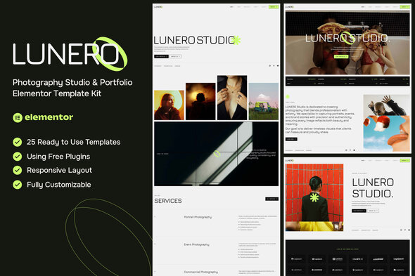 Lunero - Photography Studio & Portfolio Elementor Template Kit