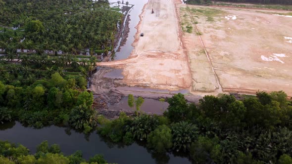 Deforestation land clearing of oil palm estate