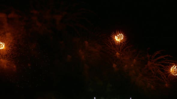 Colorful Firework display at night on sky background