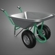 Dual 2 Double Two Twin Tire Wheel Wheeled Wheelbarrow Cart Metal - 3DOcean Item for Sale