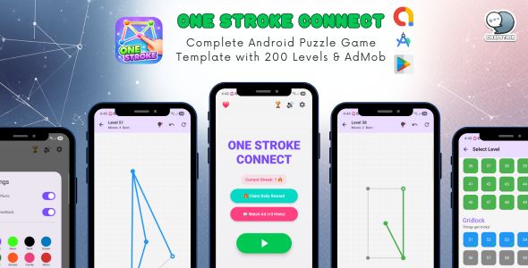 One Stroke Connect - Complete Android Puzzle Game Template with 200 Levels & AdMob
