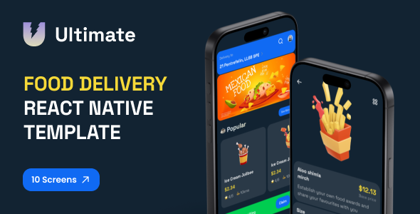 Food Delivery UI Pack – Dark Mode Screens for React Native (CLI + Expo)
