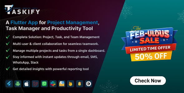 Taskify Flutter App - Project Management, Task Manager and Productivity Tool