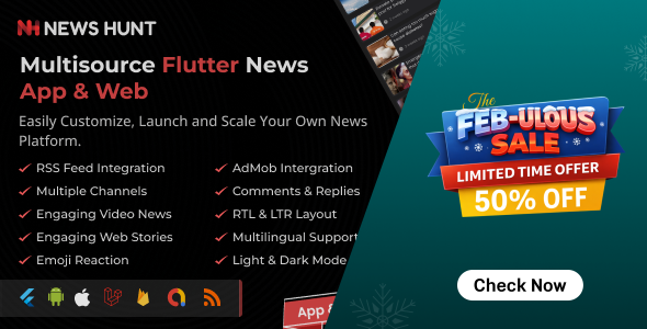 News Hunt - Flutter News app for Android and iOS with Laravel Admin Panel