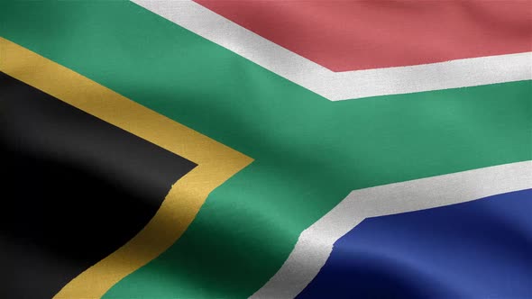 South Africa Flag Seamless Closeup Waving Animation