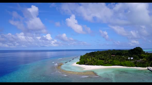 Aerial top down landscape of tropical sea view beach trip by transparent water with white sandy back
