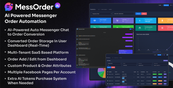 MessOrder AI – AI Powered Messenger Chat-to-Order Auto Conversion & Dashboard Order Storage (SaaS)