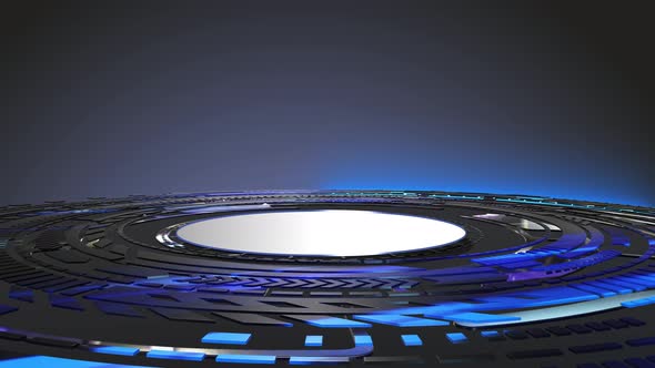 Futuristic Circle Platform Abstract Pattern On A Blue Background Loop alt