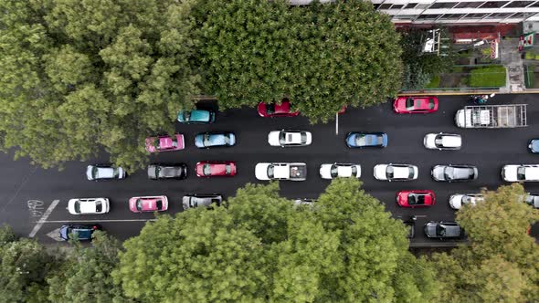 Cenital view of cars in Mexico city