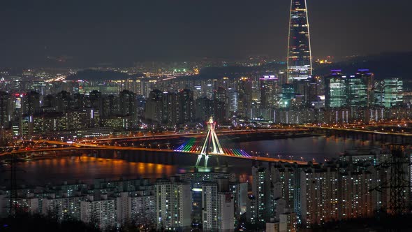 Timelapse Seoul Skyscraper Surrounded By Buildings