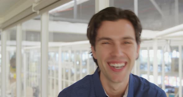 Young man working in a creative office