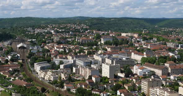 Town of Cahors from Mount Saint-Cyr, Lot department, the Occitan, France