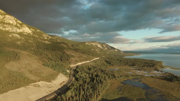 Beautiful View of Golden Mountain and Scenic Road