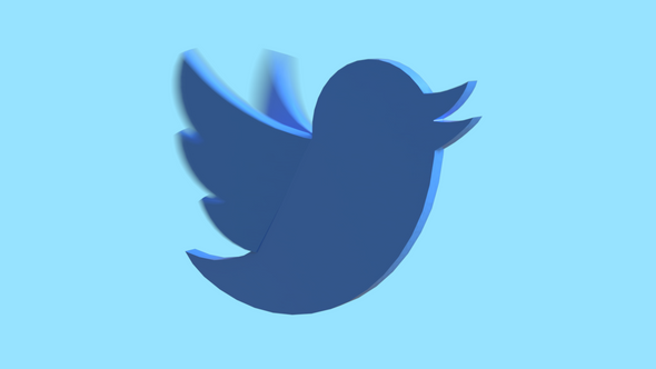 Twitter logo flying from 3 different angles