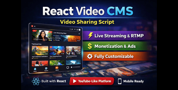 PlayTubeVideo – React Video CMS & Live Streaming Platform