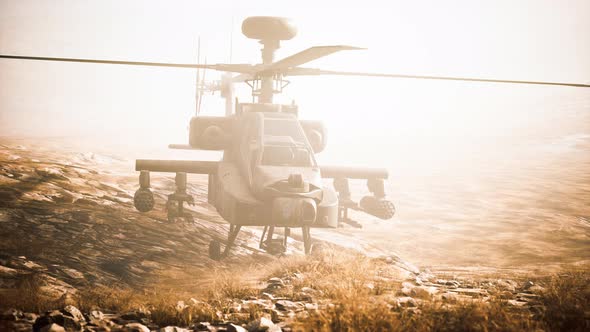 Military Helicopter in Mountains at War