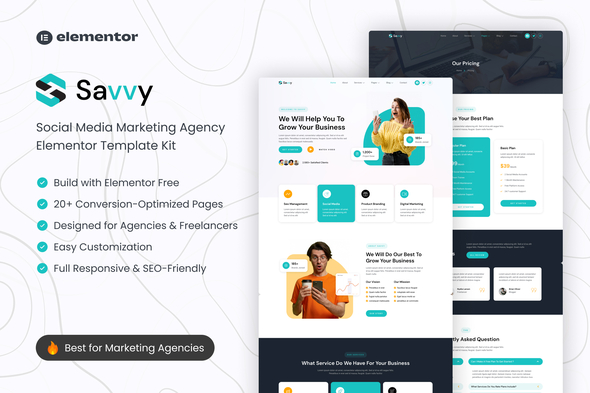 Savvy – Social Media Marketing Agency Elementor Template Kit