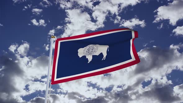 Wyoming Flag With Sky