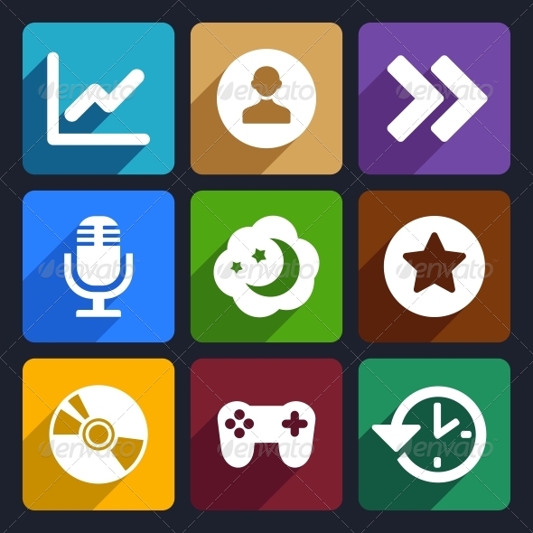 Multimedia Flat Icons Set 6