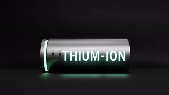 Lithium ion battery recharging power from empty to fully charged animation