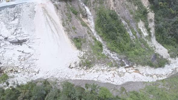 High Canyon Slope Covered with Rocks Stones After Landslide