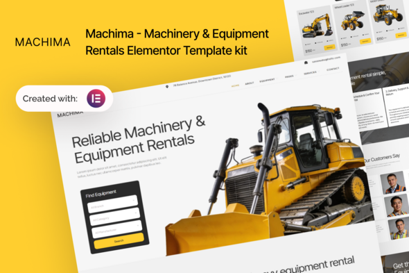 Machima - Machinery & Equipment Rentals Elementor Template kit