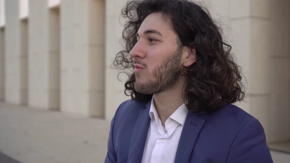 Businessman Eating Fast Food Outdoors