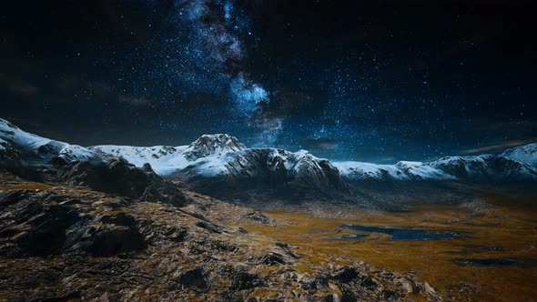 Himalaya Mountain with Star in Night Time