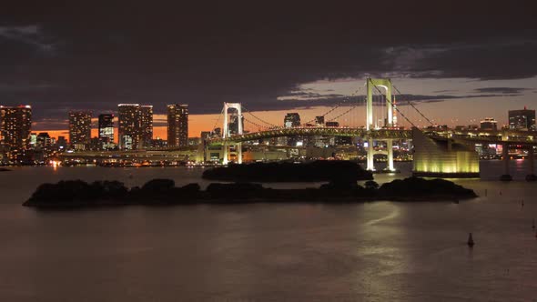 Night Time-Lapse Tokyo Rainbow Bridge