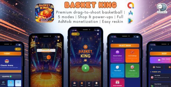 Basket King Shooting — Basketball Game | 5 modes | Shop & power-ups | AdMob | Easy reskin