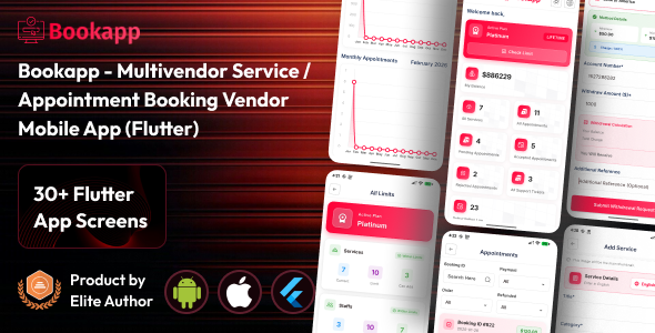 Bookapp - Service / Appointment Booking Marketplace Mobile App for Sellers (Flutter)Image