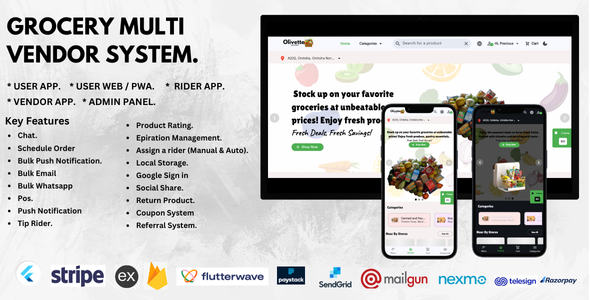 Olivette - Multivendor Grocery System & Free Landing Page