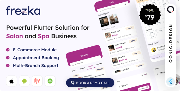 Frezka - Spa & Salon Management and Booking Flutter App
