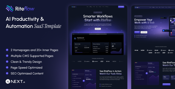 Riteflow - SaaS & AI Startup Next.js Template