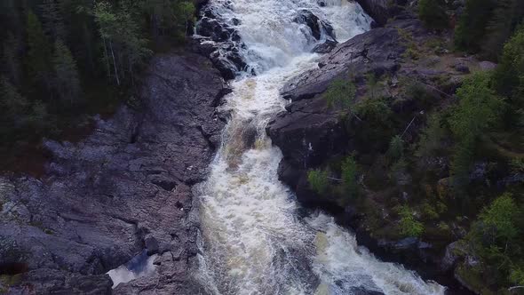 Republic of Karelia, Russia. Beautiful northern nature. River and waterfall.