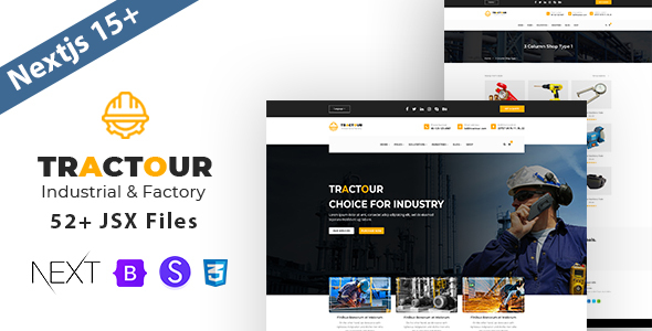 Tractour - Industrial/ Manufacturing Bootstrap + React + Next JS Template