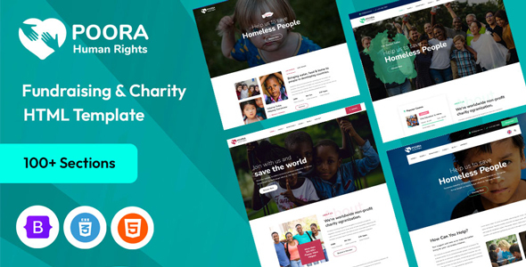 Poora – Fundraising, Charity & Nonprofit HTML Template