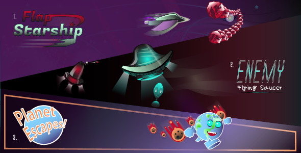 Mini Space Three Game Bundle - HTML5 Game Template