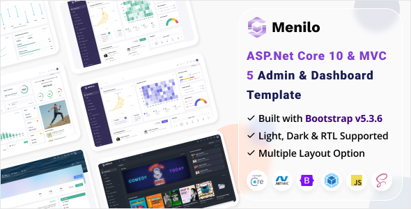 Menilo - ASP.Net Core 10 & MVC 5 Admin & Dashboard Template